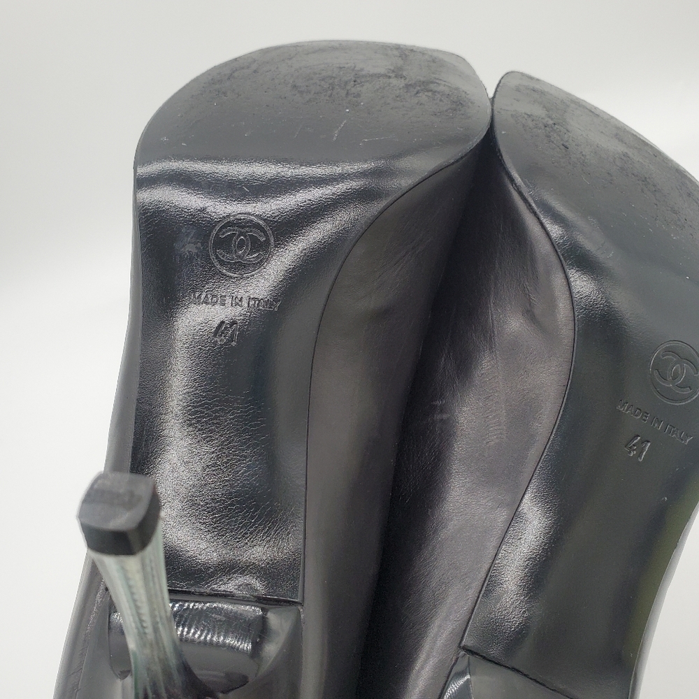 CHANEL Vintage 2000 Black Leather Pump Heels 41 - Picture 13 of 16